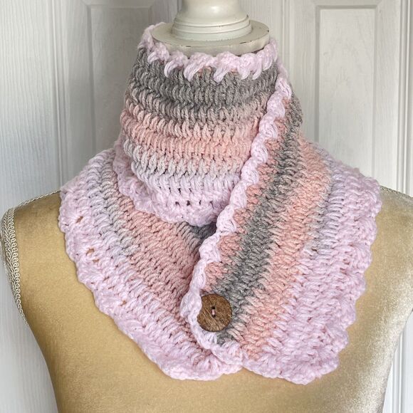 Crochet Cable Knit Scarf Shawl Neck Multicolor Warmer Scarf - Picture 4 of 13